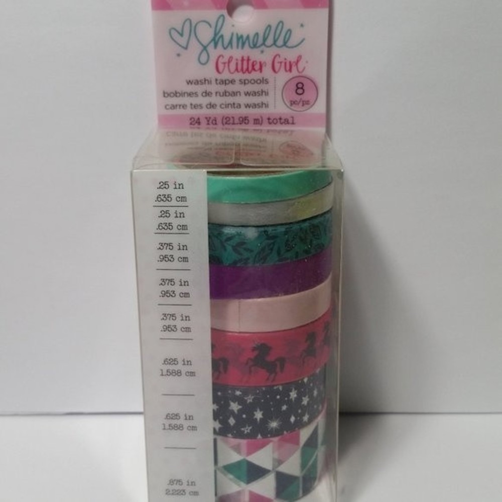 Washi Tape Unicorn Stars Pink Green Purple 8 Rolls